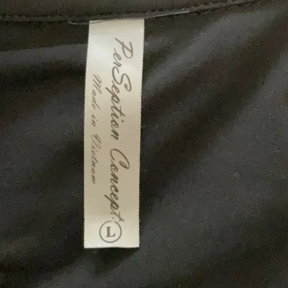 PerSeption Concept Black V-Neck Shirt with Gold Buttons, Large - Picture 5 of 8